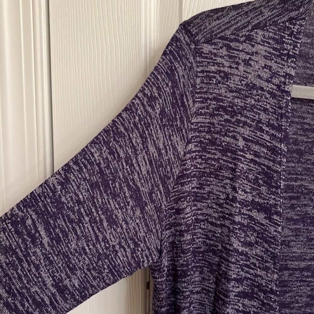 LuLaRoe Blue & White Sarah Open Cardigan Sweater Front Pockets Rayon-Blend 6-8 - Picture 3 of 9